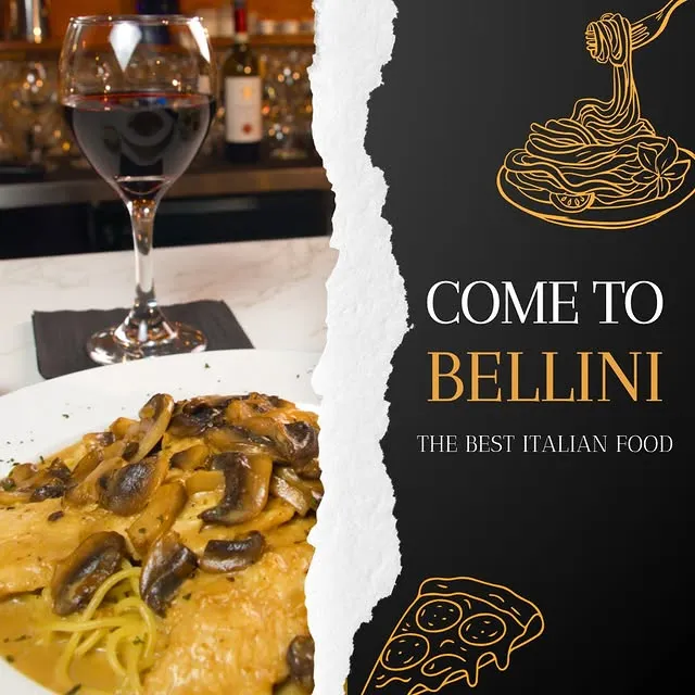Chicken marsala with a glass of red wine at the bar